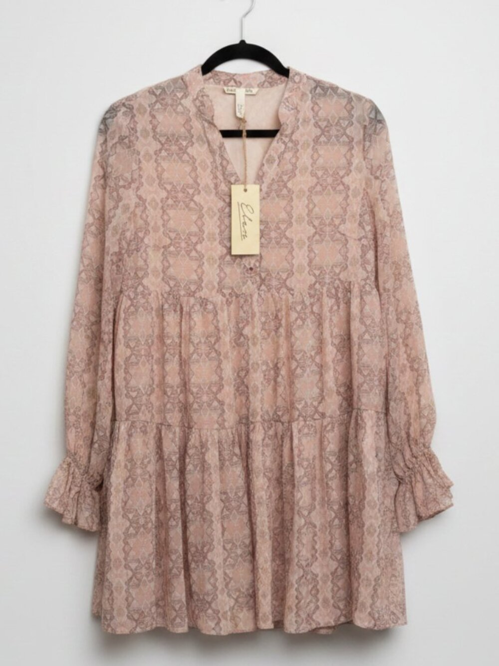 Elan Printed Tiered Shift Dress Size S